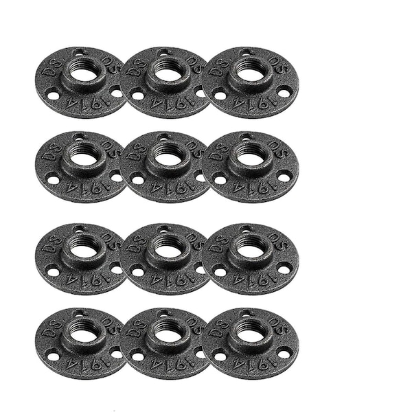 1/2 Black Malleable Cast Iron Floor Flange, 12PK